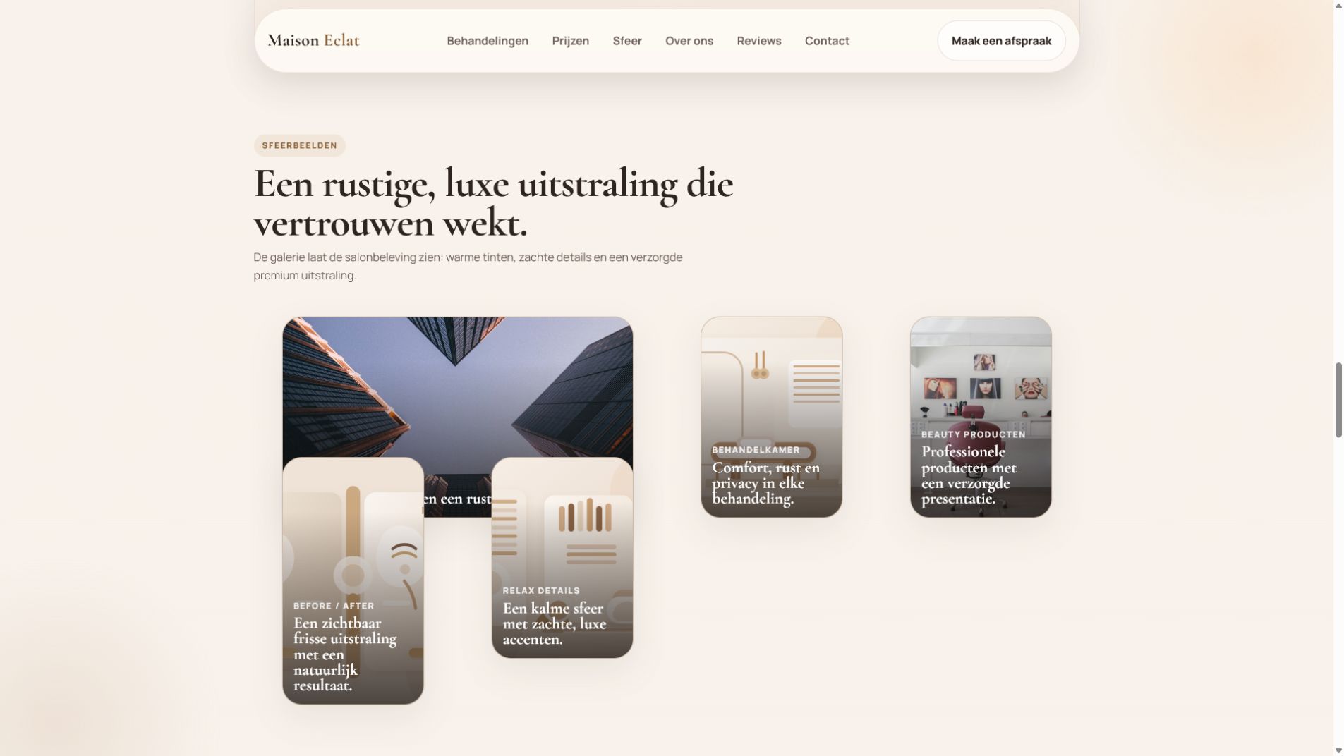 Preview van Maison Eclat Beauty website