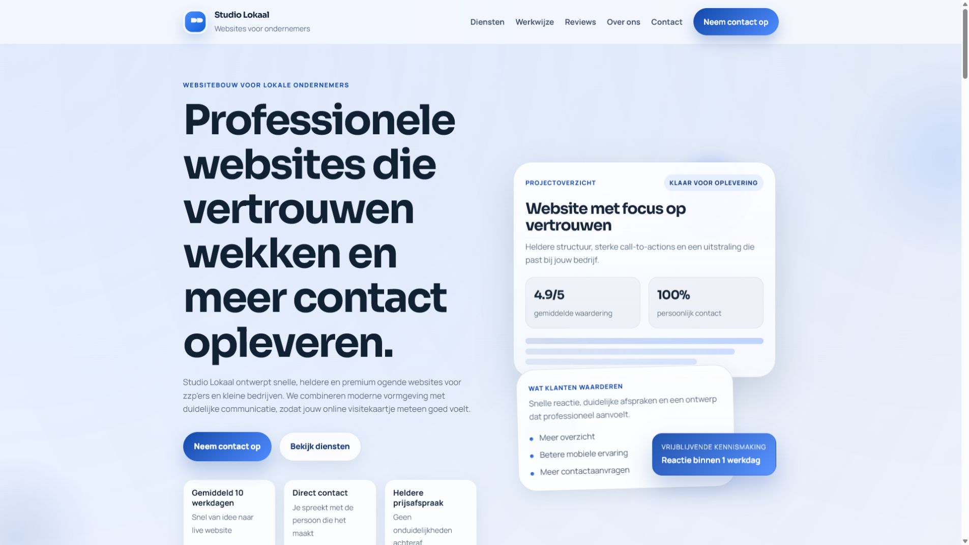 Preview van Studio Lokaal website