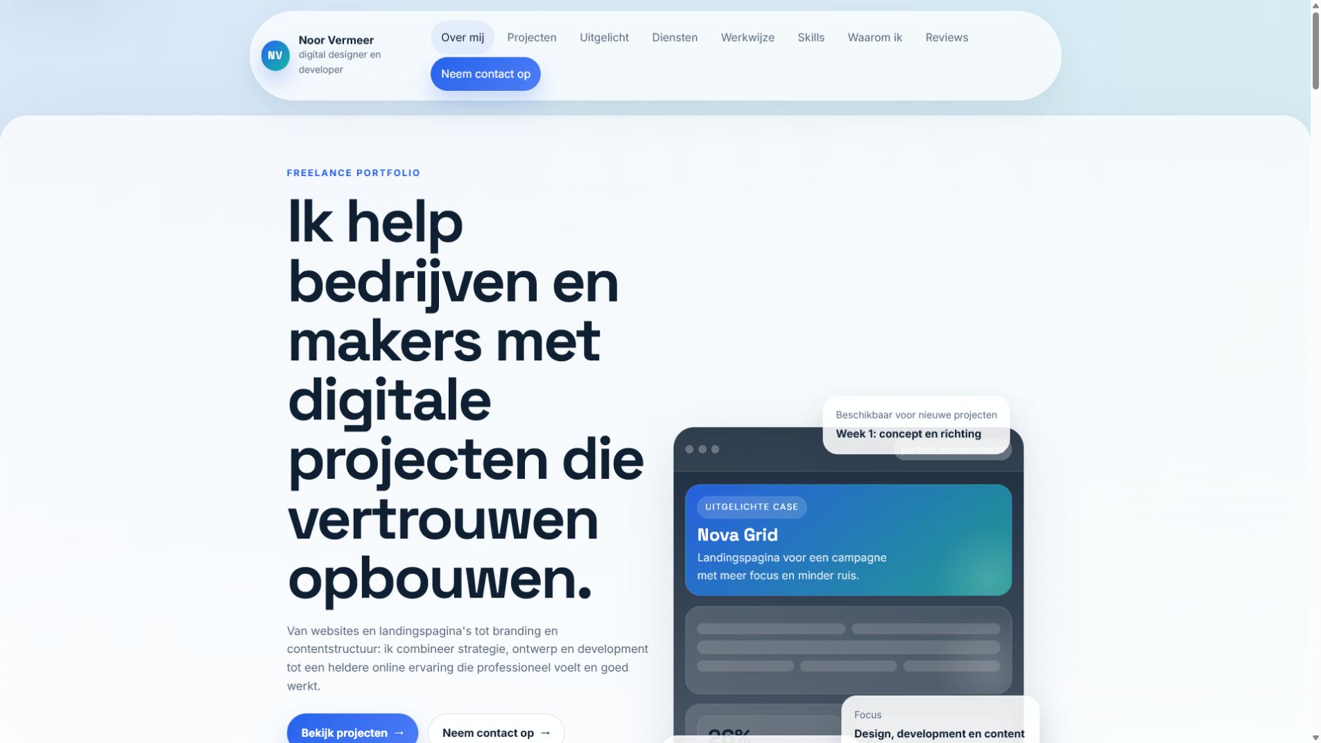 Preview van Noor Vermeer portfolio website